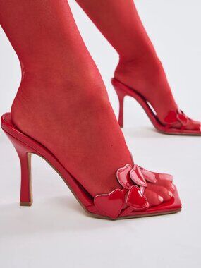 Your Sweetheart Heeled Mules - Red